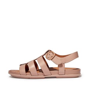 Beige Women's FitFlop Gracie Matt Buckle Leather Fisherman Sandals | 529DMZJAX