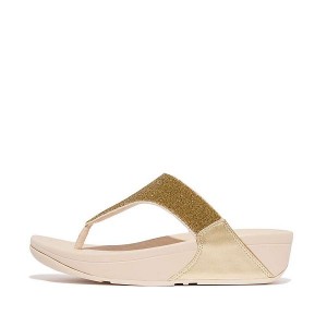 Beige / Olive / Gold Women's FitFlop Lulu Opul Toe-Post Sandals | 298FGSADQ