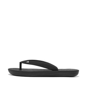 Black Kids' FitFlop Iqushion Junior Ergonomic Flip Flops | 690PRDGBA