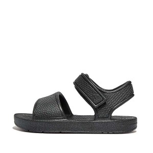 Black Kids' FitFlop Iqushion Toddler Shimmer Ergonomic Back-Strap Sandals | 389YFCAOG