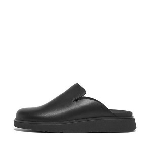 Black Men's FitFlop Gen-Ff Leather Mules | 381SJKTVA