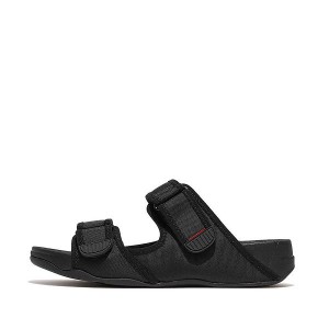 Black Men's FitFlop Gogh-Moc Adjustable Water Resistant Slides | 287ZVDTNY