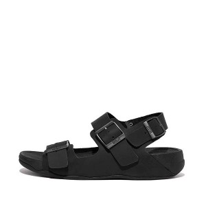 Black Men's FitFlop Gogh-Moc Buckle Nubuck Sandals | 064HXOMJF