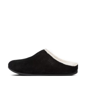 Black Women's FitFlop Chrissie Shearling Suede Slippers | 185XEZRIW