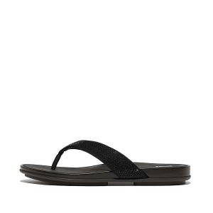 Black Women's FitFlop Gracie Crystal Flip Flops | 834FAJCBO