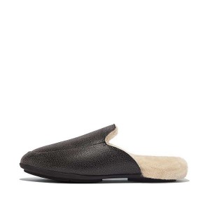 Black Women's FitFlop Gracie Double Faced Shearling Leather Mules | 904TGQZHA