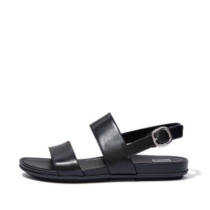 Black Women's FitFlop Gracie Leather Back-Strap Sandals | 608PLQGYM