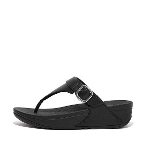 Black Women's FitFlop Lulu Adjustable Leather Toe-Posts Sandals | 890MXAVYH