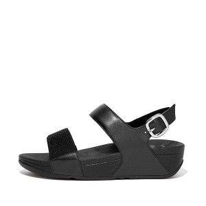 Black Women's FitFlop Lulu Crystal Back-Strap Sandals | 407WKAMPB