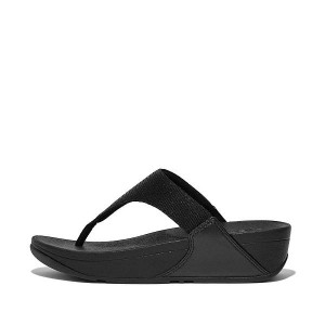 Black Women's FitFlop Lulu Shimmerlux Toe-Post Sandals | 205TSOLDC