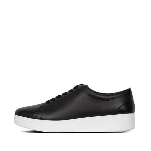 Black Women's FitFlop Rally Leather Sneakers | 317LWBYJX