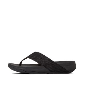 Black Women's FitFlop Surfa Toe-Post Sandals | 387CVGFXI