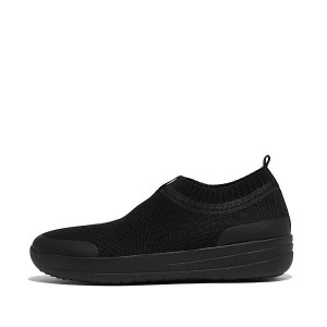 Black Women's FitFlop Uberknit Slip On Sneakers | 591ARUXTM