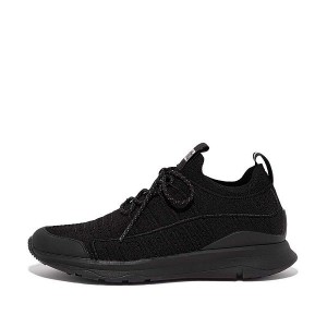 Black Women's FitFlop Vitamin Ff Knit Sports Sneakers | 204RWMGKY