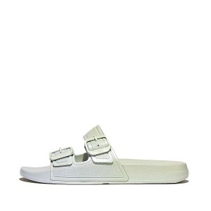 Blue Women's FitFlop Iqushion Iridescent Two Bar Buckle Sliders Slides | 905GTEXSY