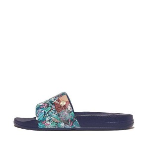 Blue Women's FitFlop Iqushion X Jim Thompson Limited Edition Slides | 671QPMTER