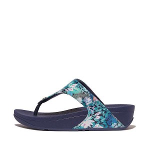 Blue Women's FitFlop Lulu X Jim Thompson Limited Edition Leather Toe-Post Sandals | 932CMXDAZ