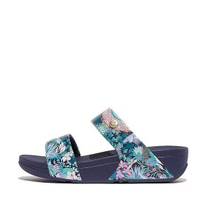 Blue Women's FitFlop Lulu X Jim Thompson Limited Edition Leather Slides | 471HXJRUB