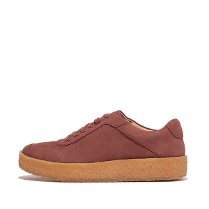 Brown Women's FitFlop Rally Tumbled Nubuck Crepe Sneakers | 459QCOUVJ