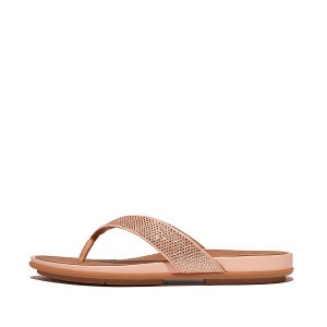 Brown / Beige Women's FitFlop Gracie Crystal Flip Flops | 508LJFEWH