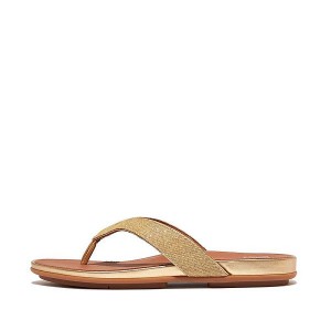 Brown / Gold Women's FitFlop Gracie Shimmerlux Flip Flops | 632FSZQOB