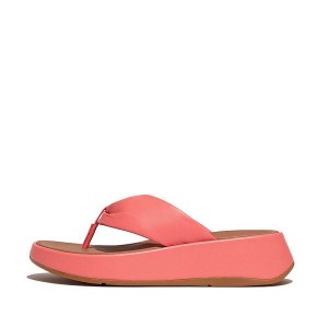 Coral Women's FitFlop F-Mode Leather Twist Flatform Toe-Post Sandals | 941YKAFGB