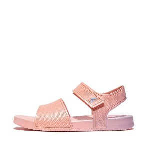 Coral / Purple Kids' FitFlop Iqushion Junior Iridescent Ergonomic Back-Strap Sandals | 581SMYQNK