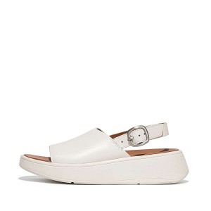 Cream Women's FitFlop F-Mode Leather Flatform Back-Strap Sandals | 460LSHIEB