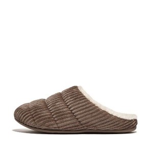 Grey Women's FitFlop Chrissie Biofleece Lined Corduroy Slippers | 860HMSWZA