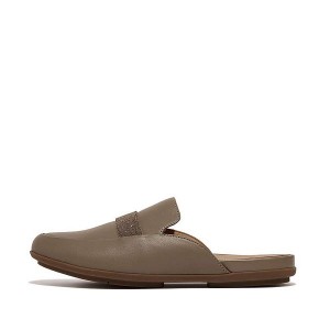 Grey Women's FitFlop Gracie Opul Trim Leather Mules | 725GYURXN