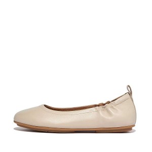 Grey / Beige Women's FitFlop Allegro Soft Leather Ballet Flats | 408DGAWYR