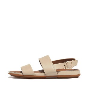 Grey / Beige Women's FitFlop Gracie Leather Back-Strap Sandals | 051FWMAZP