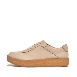 Grey / Beige Women's FitFlop Rally Tumbled Nubuck Crepe Sneakers | 925OKHEZD