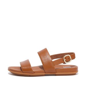 Light Brown Women's FitFlop Gracie Leather Back-Strap Sandals | 308OHFKVB