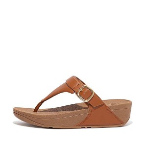 Light Brown Women's FitFlop Lulu Adjustable Leather Toe-Post Sandals | 230YSIVLM