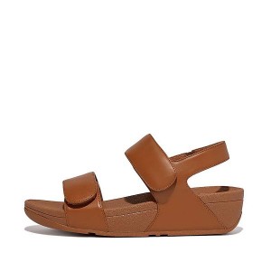 Light Brown Women's FitFlop Lulu Adjustable Leather Sandals | 983POFZNL