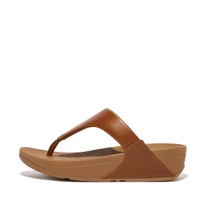 Light Brown Women's FitFlop Lulu Leather Toe-Post Sandals | 629AYOEQB