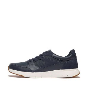 Navy Men's FitFlop Anatomiflex Material Mix Panel Sneakers | 089XVIOSF