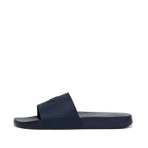 Navy Men's FitFlop Iqushion Pool Slides | 849QLDNXT