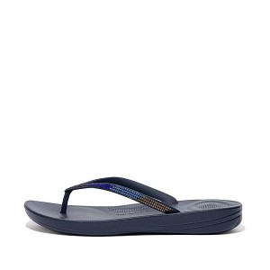 Navy Women's FitFlop Iqushion Ombre Sparkle Flip Flops | 913YRJCQU