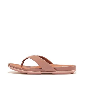 Pink Women's FitFlop Gracie Leather Flip Flops | 923DIEMNL