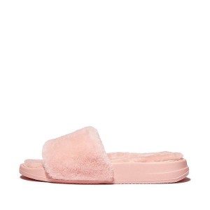 Pink / Light Blue Women's FitFlop Iqushion Shearling Slides | 429WHIYNZ