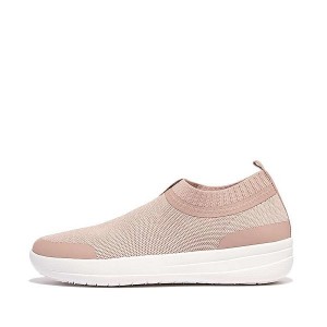 Pink / White Women's FitFlop Uberknit Slip On Sneakers | 271OTUIXD