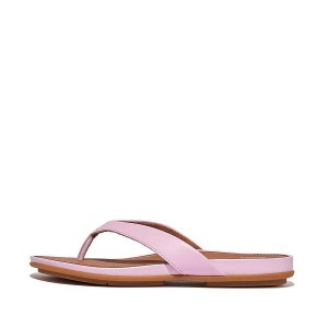 Purple Women's FitFlop Gracie Leather Flip Flops | 123MRPQLF