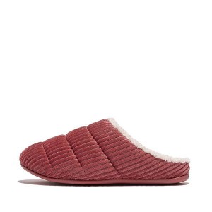 Red Women's FitFlop Chrissie Biofleece Lined Corduroy Slippers | 541AGHRBY