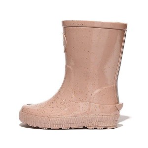 Rose Gold Kids' FitFlop Wonderwelly Toddler Glitter Ergonomic Rain Boots | 856IEMKZB