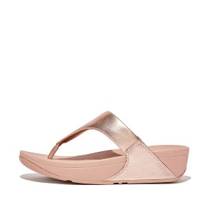 Rose Gold Women's FitFlop Lulu Leather Toe-Post Sandals | 805PKAXYL