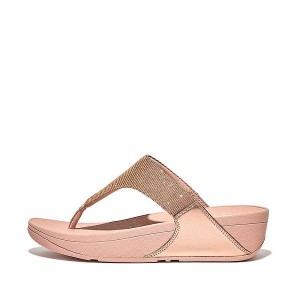 Rose Gold Women's FitFlop Lulu Shimmerlux Toe-Post Sandals | 273IWNORC