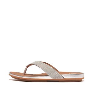 Silver Women's FitFlop Gracie Shimmerlux Flip Flops | 028XLOIWN