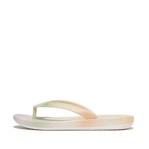 White Kids' FitFlop Iqushion Junior Iridescent Ergonomic Flip Flops | 095FOZELN